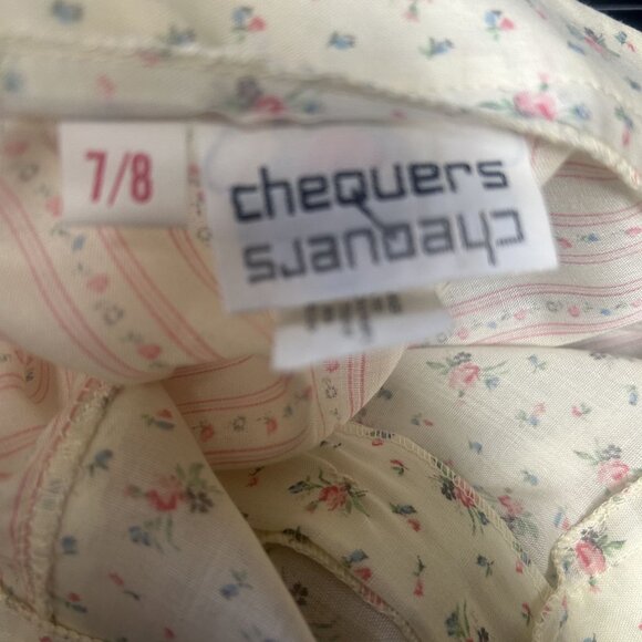 Vintage A-Line Button Up Pink and striped Floral Print Skirt by Chequers Size 7/ - Picture 2 of 7